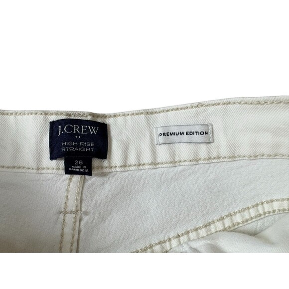 J. Crew Premium Edition High Rise Straight Jeans Women's Sz 26 White Button Fly - Picture 4 of 13
